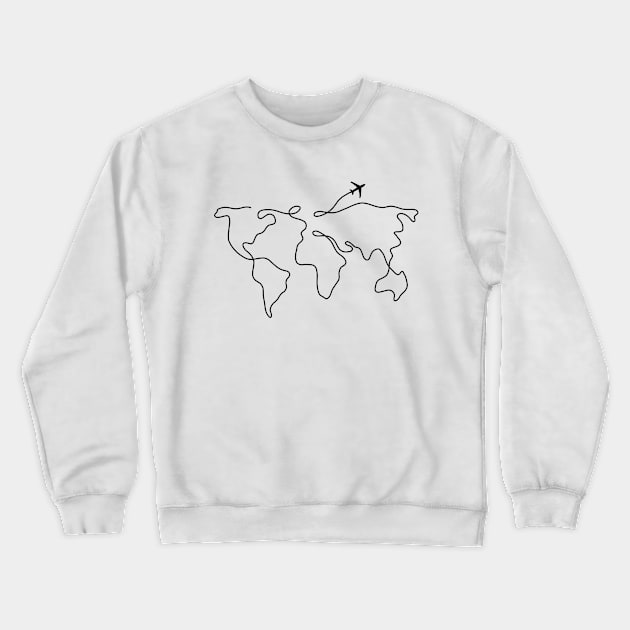 World Map Line Art Crewneck Sweatshirt by NYXFN